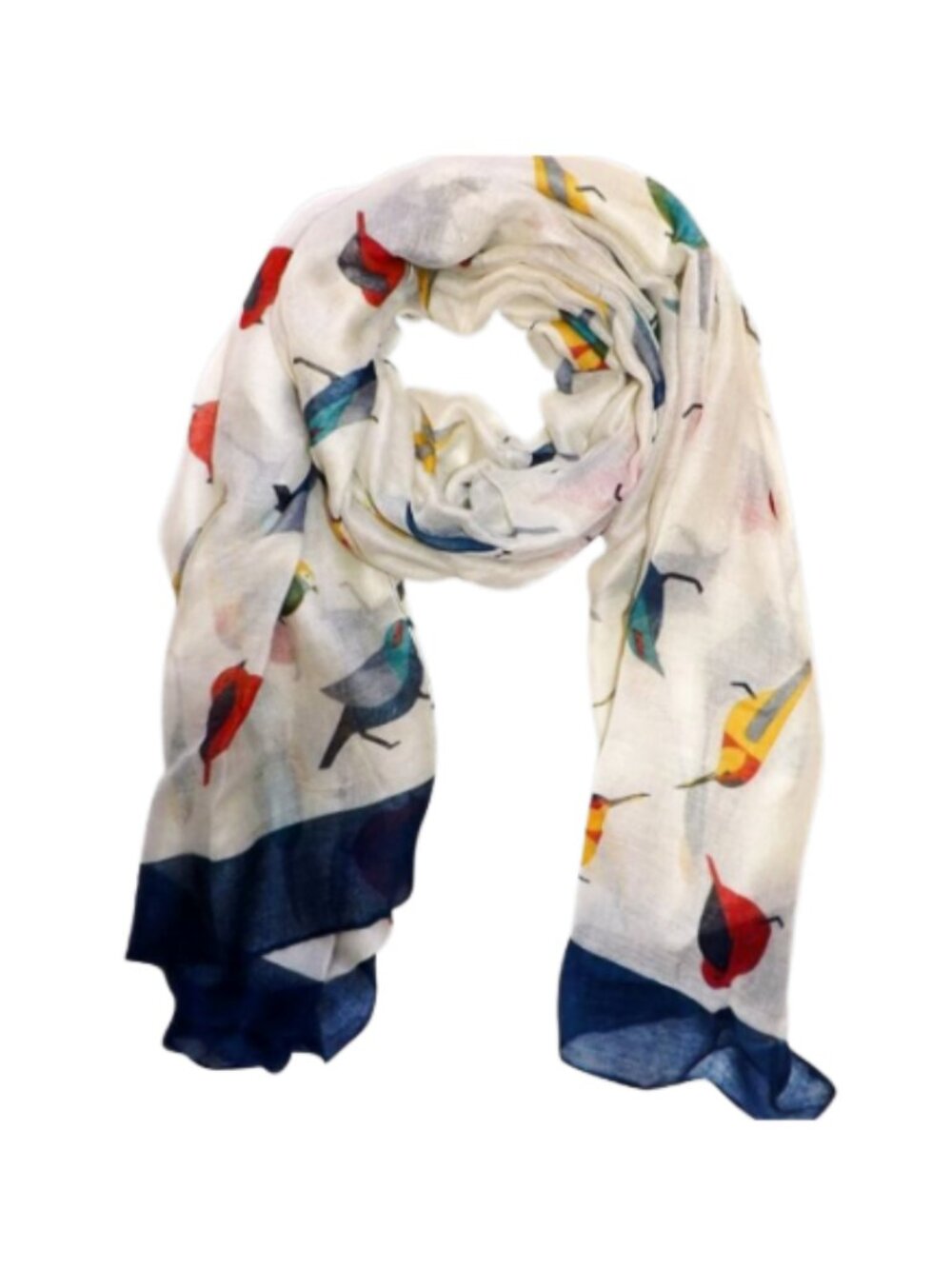 Peach Couture Long Lightweight Finch Bird Print Scarf | 72"x34"